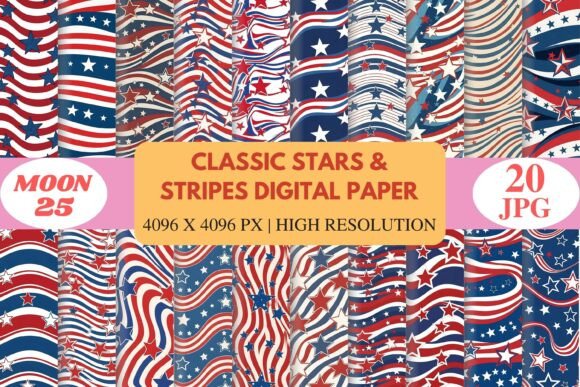 Classic Stars Stripes Digital Paper