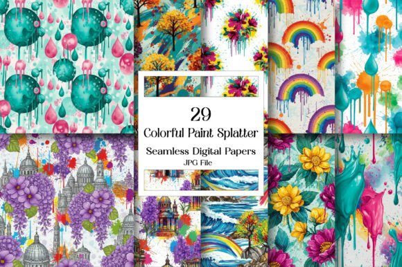 Colorful Paint Splatter Seamless Pattern