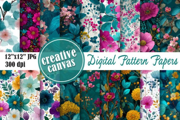 Enhance Your Creative Projects with the Teal Botanical Floral Seamless Pattern