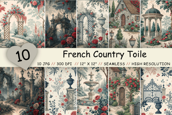 French Country Toile Bundle Paper: A Versatile Digital Design Collection