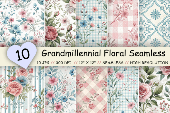 Grandmillennial Floral Seamless Pattern: A Versatile Digital Asset for Creative Projects