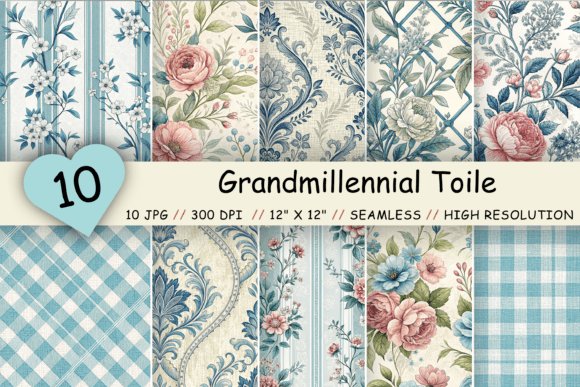 Grandmillennial Toile Digital Paper Pack: A Versatile Tool for Creative Projects