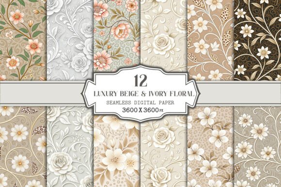 Luxury Beige Ivory Floral Seamless