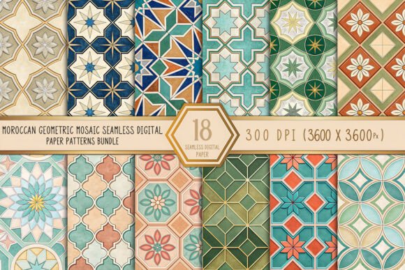 Moroccan Geometric Mosaic Seamless Paper: A Versatile Design Resource