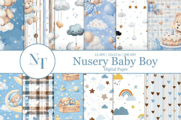 Nursery Baby Boy Digital Paper: A Versatile Resource for Creative Projects