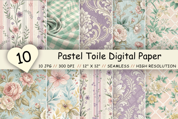 Pastel Toile Digital Paper Pack, Vintage: A Versatile Choice for Creative Projects