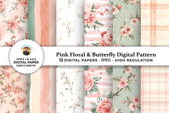 Pink Blossom Butterfly Digital Pattern: A Versatile Creative Asset