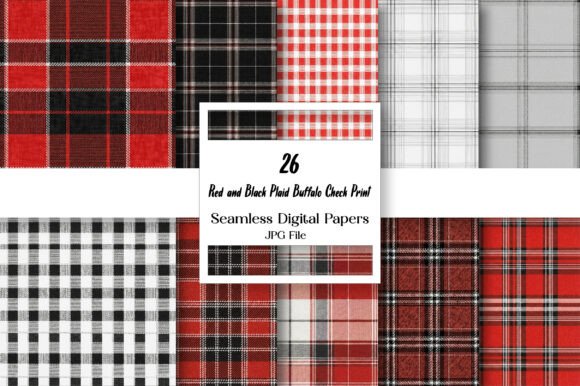Red and Black Plaid Buffalo Check Print