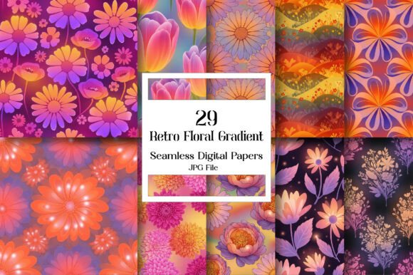 Retro Floral Gradient Blend: A Fusion of Nostalgia and Modern Design