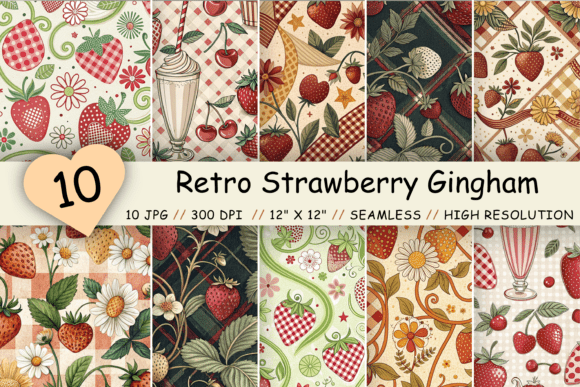 Retro Strawberry Gingham Digital Paper: A Versatile Creative Tool