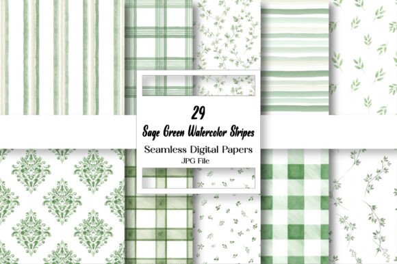 Sage Green Watercolor Stripes Digital: A Versatile Design Resource for Creative Projects