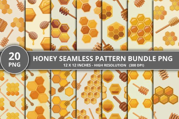 Savor the Sweet Ambiance of Your Designs with the Honey Seamless Pattern PNG Bundle