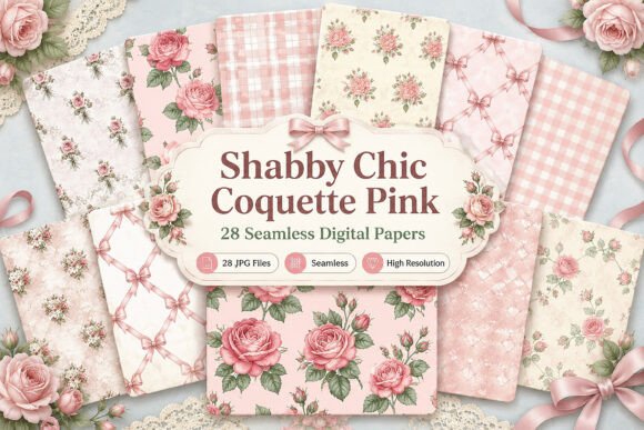 Shabby Chic Coquette Pink Digital Pattern Collection