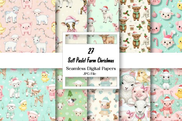 Soft Pastel Farm Christmas Paper Pack: A Cozy Addition to Your Holiday Projects
