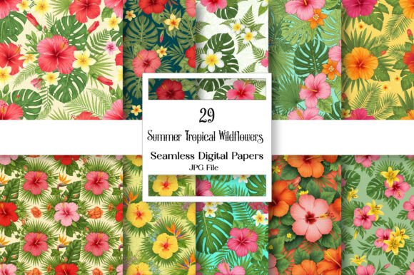 Summer Tropical Wildflowers Pattern for Creative Projects