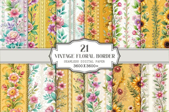 Vintage Floral Border Seamless Pattern for Creative Projects