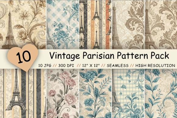 Vintage Parisian Pattern Pack, French