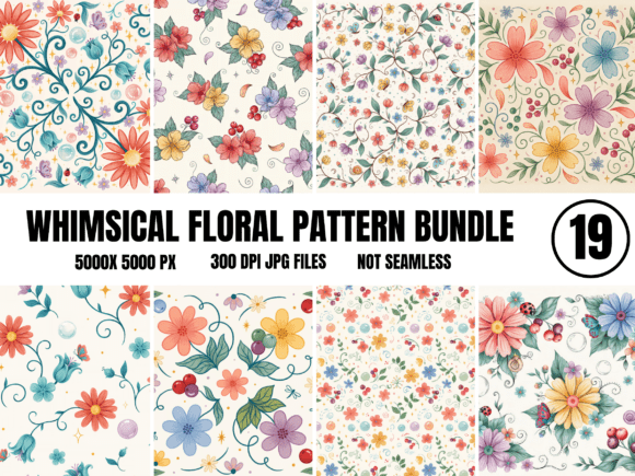 Whimsical Floral Digital Paper Bundle: Elevate Your Creative Projects with Elegant Designs