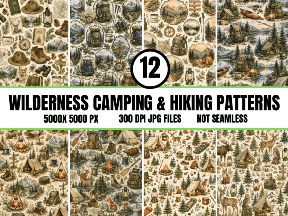 Wilderness Camping Hiking Digital Paper