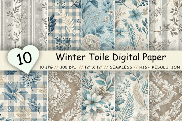 Winter Toile Digital Paper Pack: A Versatile Resource for Creative Projects